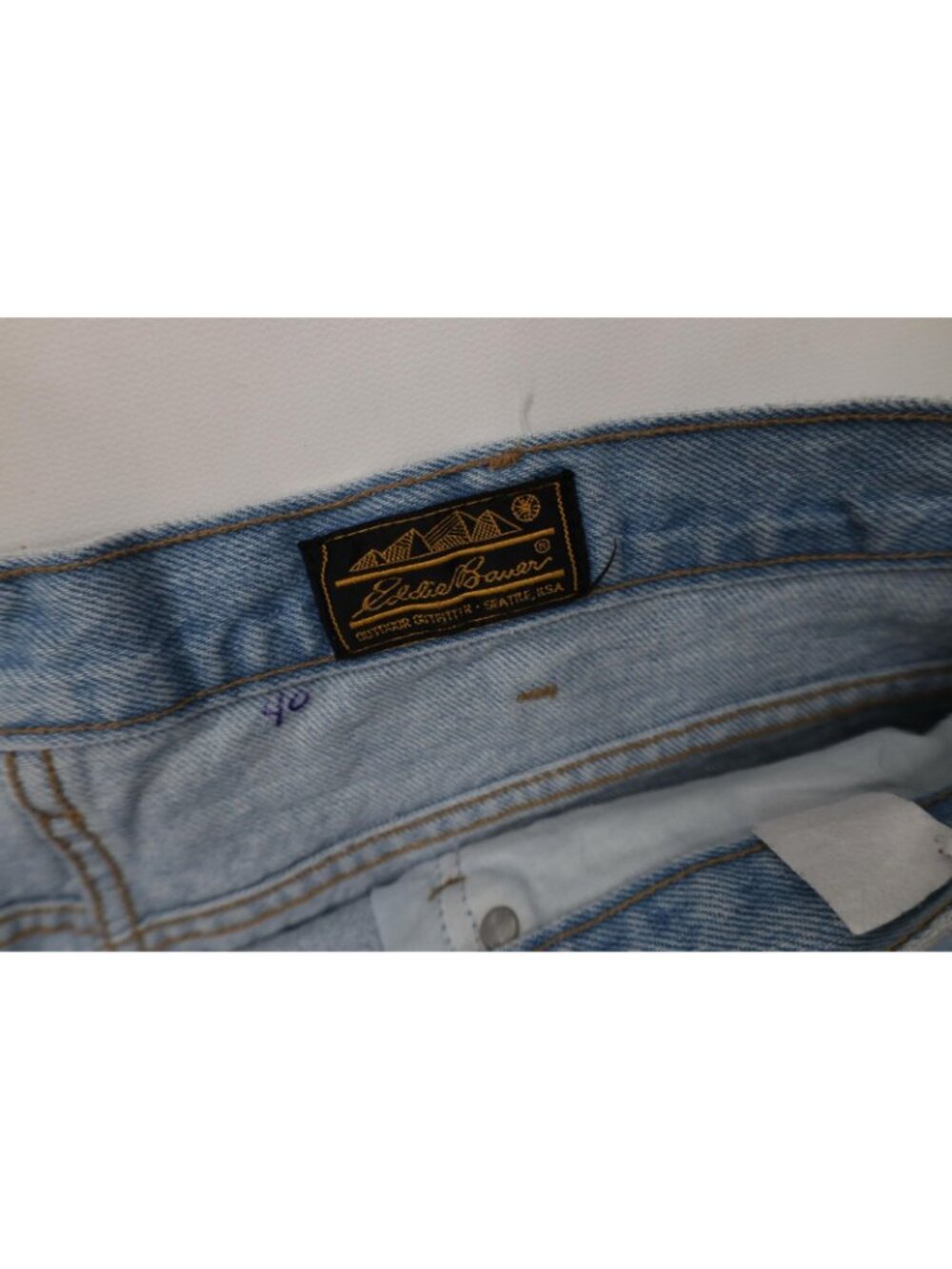 Vintage 90s Eddie Bauer Mens 40x30 Distressed Baggy Fit Tapered Leg Jeans Blue - Picture 7 of 14